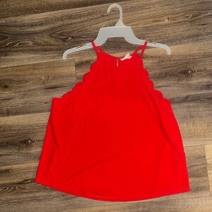 Sleeveless Red Scallop-Edge Women's Tank Top